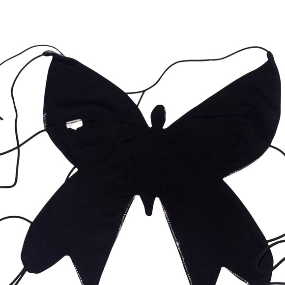 butterfly-shaped halter top features intricate black and silver detailing - Picture 4 of 13